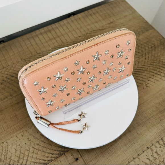 Jimmy Choo Star Studded Pink Leather Zip Around Wallet - Picture 11 of 15